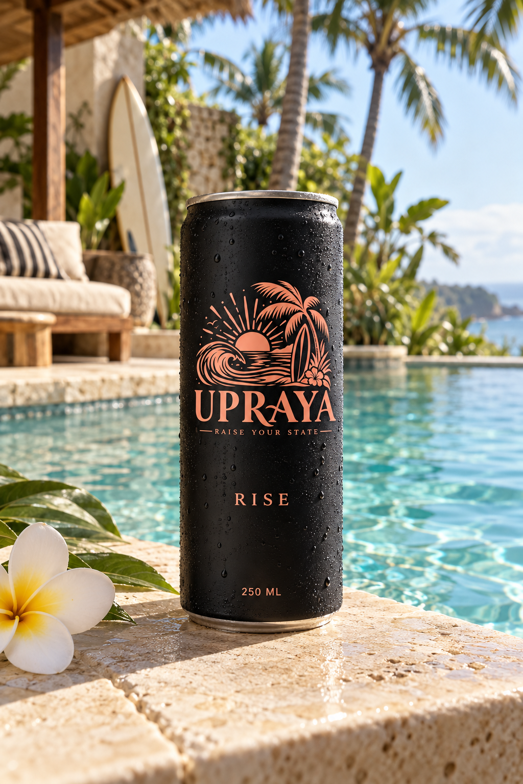 UPRAYA RISE can concept beside a Bali pool
